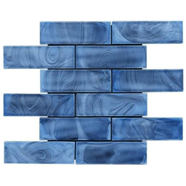 Pool Tiles | 1 sq. ft. Magico Iridescent Sky Blue 2×6 Polished Glass Mosaic Tile Sky Blue Backsplash & Kitchen Backsplash & Kitchen