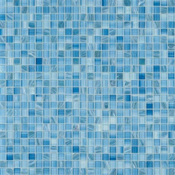 Pool Tiles | 1 sq. ft. Marley Ocean Blue 1×1 Polished Glass Mosaic Ocean Bathroom Bathroom