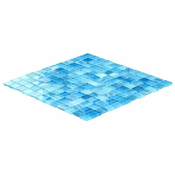 Pool Tiles | 1 sq. ft. Marley Ocean Blue 1×1 Polished Glass Mosaic Ocean Bathroom Bathroom