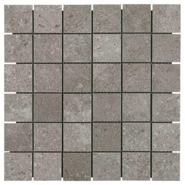 Pool Tiles | 1 sq. ft. New Rock Fossil Dark Gray 2×2 Limestone Look Matte Porcelain Mosaic Tile Dark Gray 2X2 Bathroom Bathroom