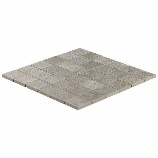 Pool Tiles | 1 sq. ft. New Rock Fossil Dark Gray 2×2 Limestone Look Matte Porcelain Mosaic Tile Dark Gray 2X2 Bathroom Bathroom