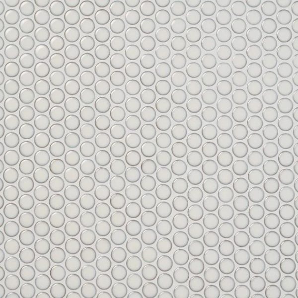 Pool Tiles | 1 sq. ft. Nirvana Snow Rimmed 1″ Penny Round White Polished Porcelain Mosaic Snow Bathroom Bathroom