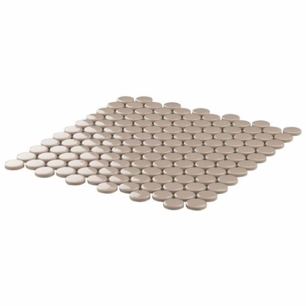 Pool Tiles | 1 sq. ft. Paradise Firma Beige 1″ Penny Round Polished Porcelain Mosaic Firma Backsplash & Kitchen Backsplash & Kitchen