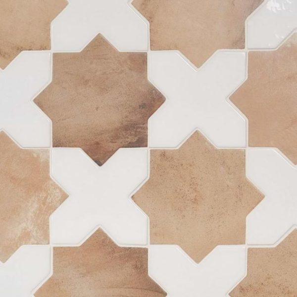 Pool Tiles | 1 sq. ft. Parma Star & Cross Customizable Terracotta Look Porcelain Tile Bathroom Bathroom