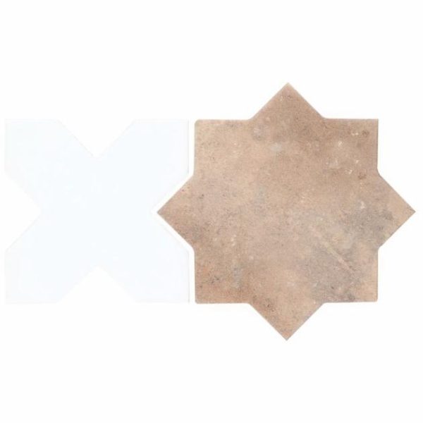 Pool Tiles | 1 sq. ft. Parma Star & Cross Customizable Terracotta Look Porcelain Tile Bathroom Bathroom