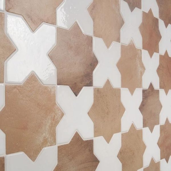 Pool Tiles | 1 sq. ft. Parma Star & Cross Customizable Terracotta Look Porcelain Tile Bathroom Bathroom