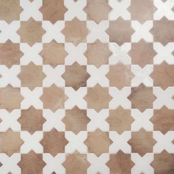 Pool Tiles | 1 sq. ft. Parma Star & Cross Customizable Terracotta Look Porcelain Tile Bathroom Bathroom