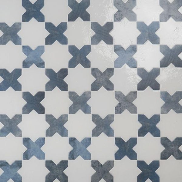 Pool Tiles | 1 sq. ft. Parma Star & Cross Customizable Terracotta Look Porcelain Tile Bathroom Bathroom