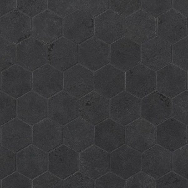 Pool Tiles | 1 sq. ft. Portrait Black Gold 2″ Hexagon Matte Porcelain Mosaic Tile Black Bathroom Bathroom