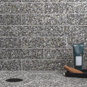 Pool Tiles | 1 sq. ft. Reef Gray 3×12 Polished Pearl Terrazzo Subway Tile Gray Subway Bathroom Bathroom