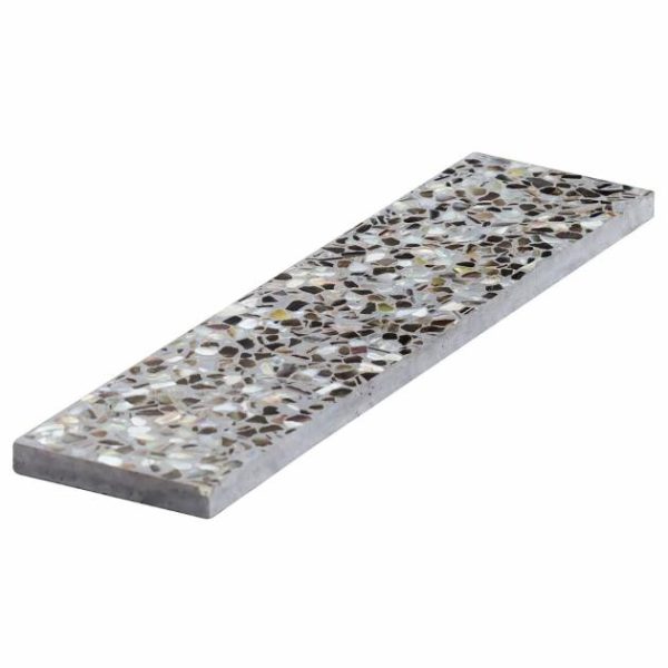 Pool Tiles | 1 sq. ft. Reef Gray 3×12 Polished Pearl Terrazzo Subway Tile Gray Subway Bathroom Bathroom