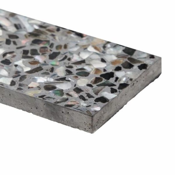 Pool Tiles | 1 sq. ft. Reef Gray 3×12 Polished Pearl Terrazzo Subway Tile Gray Subway Bathroom Bathroom