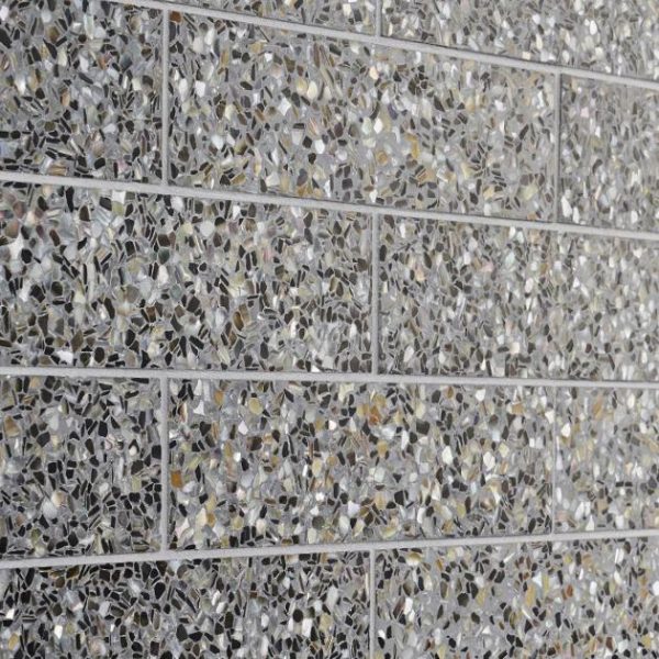 Pool Tiles | 1 sq. ft. Reef Gray 3×12 Polished Pearl Terrazzo Subway Tile Gray Subway Bathroom Bathroom