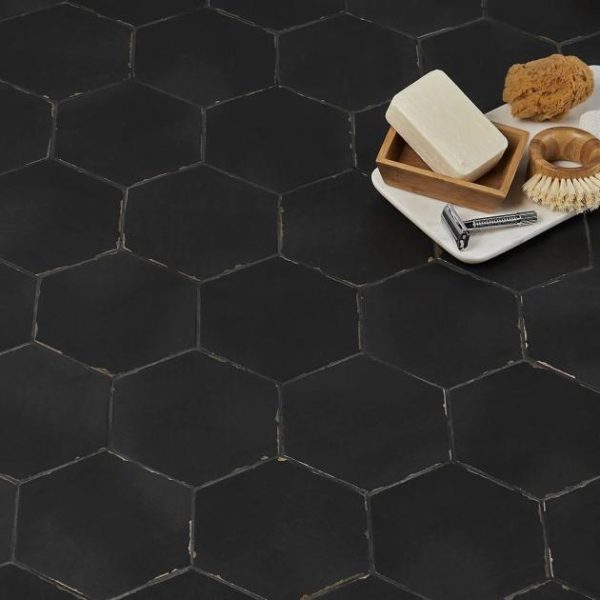 Pool Tiles | 1 sq. ft. Sasha Hex Sorrentine Nero 6″ Matte Porcelain Hexagon Tile Nero Backsplash & Kitchen Backsplash & Kitchen