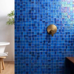 Pool Tiles | 1 sq. ft. Splash Lagoon Blue 2×2 Polished Glass Mosaic Tile Lagoon Bathroom Bathroom