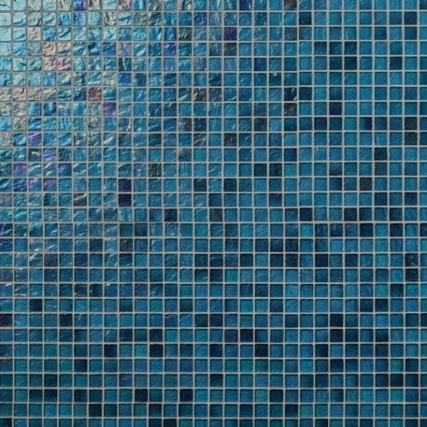 Pool Tiles | 1 sq. ft. Splash Tropical Blue 1×1 Polished Glass Mosaic Tile Tropical Bathroom Bathroom