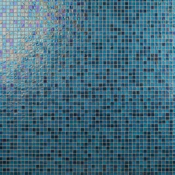 Pool Tiles | 1 sq. ft. Splash Tropical Blue 1×1 Polished Glass Mosaic Tile Tropical Bathroom Bathroom