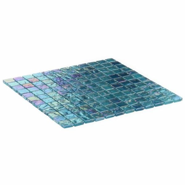 Pool Tiles | 1 sq. ft. Splash Tropical Blue 1×1 Polished Glass Mosaic Tile Tropical Bathroom Bathroom