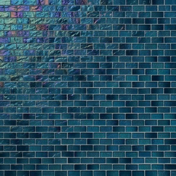 Pool Tiles | 1 sq. ft. Splash Tropical Blue 1×2 Polished Glass Mosaic Tile Tropical Bathroom Bathroom