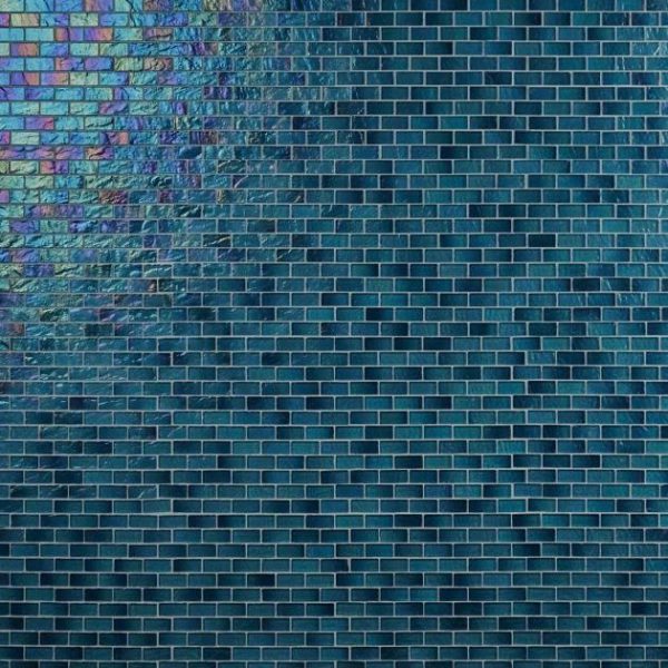 Pool Tiles | 1 sq. ft. Splash Tropical Blue 1×2 Polished Glass Mosaic Tile Tropical Bathroom Bathroom