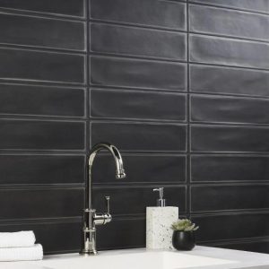 Pool Tiles | 1 sq. ft. Stacy Garcia ArtBlock Nero Black 4×16 Matte Porcelain Tile Nero Bathroom Bathroom