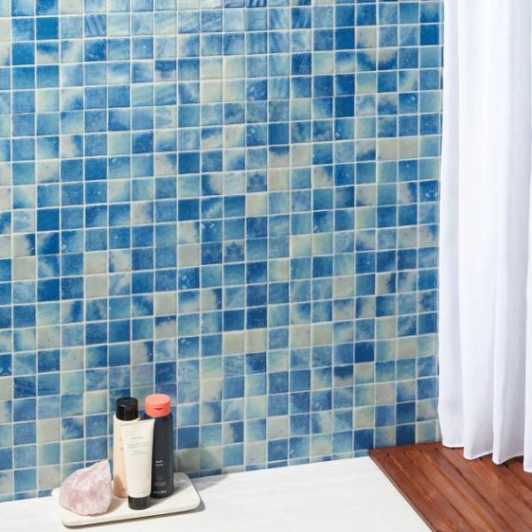 Pool Tiles | 1 sq. ft. Swim Bluestone 2×2 Polished Glass Mosaic Tile Bluestone Bathroom Bathroom