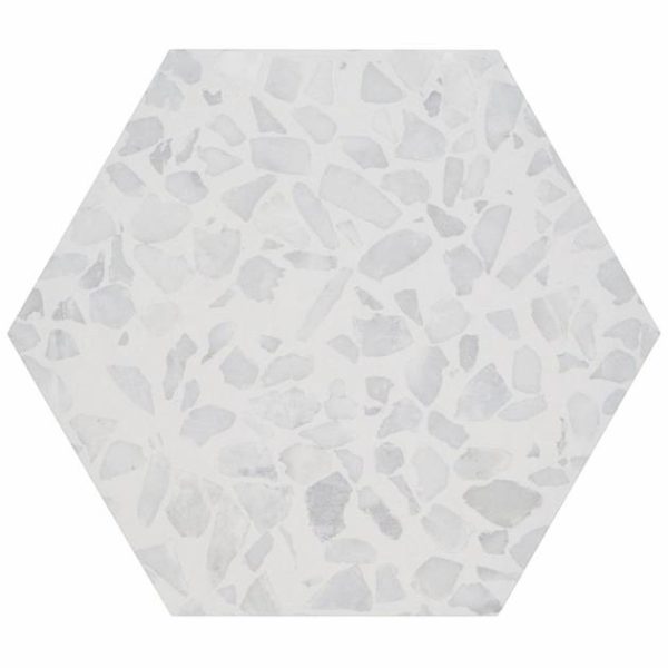 Pool Tiles | 1 sq. ft. Terrazzo Hex Gray 9″ Terrazzo Look Matte Porcelain Tile Hex Gray Bathroom Bathroom