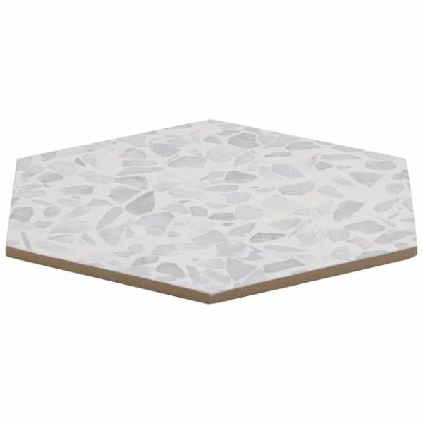 Pool Tiles | 1 sq. ft. Terrazzo Hex Gray 9″ Terrazzo Look Matte Porcelain Tile Hex Gray Bathroom Bathroom