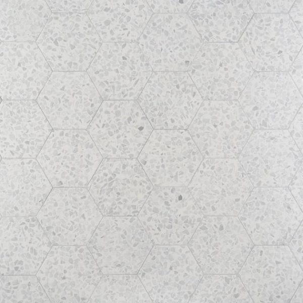 Pool Tiles | 1 sq. ft. Terrazzo Hex Gray 9″ Terrazzo Look Matte Porcelain Tile Hex Gray Bathroom Bathroom