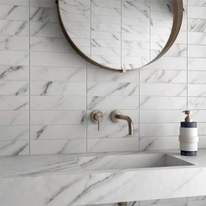 Shower | 1 sq. ft. Amalfi Statuario White 3×12 Matte Ceramic Tile Matte Statuario Backsplash & Kitchen Backsplash & Kitchen