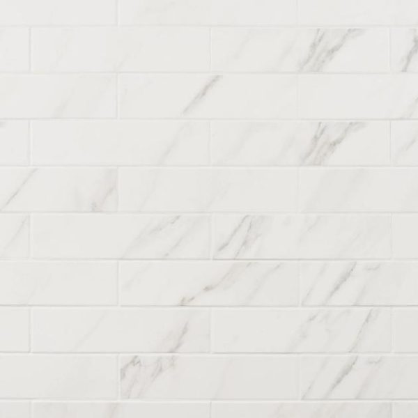 Shower | 1 sq. ft. Amalfi Statuario White 3×12 Matte Ceramic Tile Matte Statuario Backsplash & Kitchen Backsplash & Kitchen