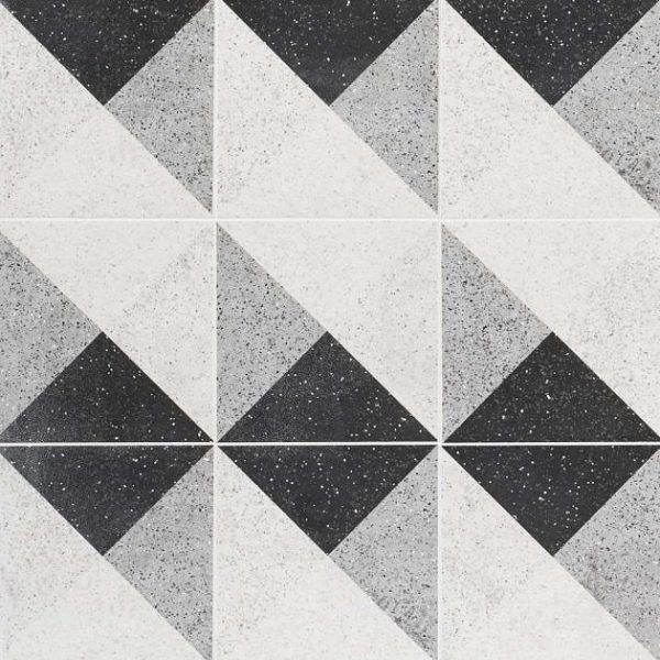 Shower | 1 sq. ft. Art Geo Terrazzo Deco Charcoal Gray 8×8 Matte Porcelain Tile: Pattern 3 Deco Charcoal Bathroom Bathroom