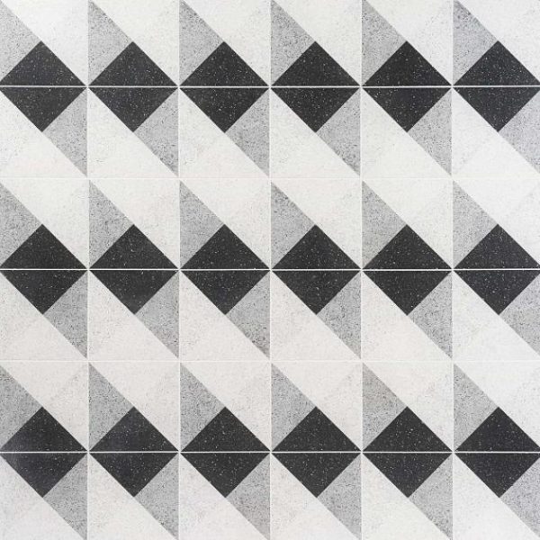 Shower | 1 sq. ft. Art Geo Terrazzo Deco Charcoal Gray 8×8 Matte Porcelain Tile: Pattern 3 Deco Charcoal Bathroom Bathroom