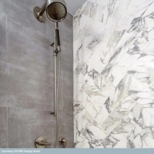 Shower | 1 sq. ft. Basic Cement Silver 12×24 Matte Porcelain Tile Silver Bathroom Bathroom