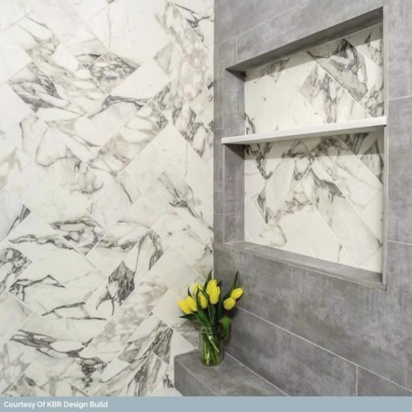 Shower | 1 sq. ft. Basic Cement Silver 12×24 Matte Porcelain Tile Silver Bathroom Bathroom