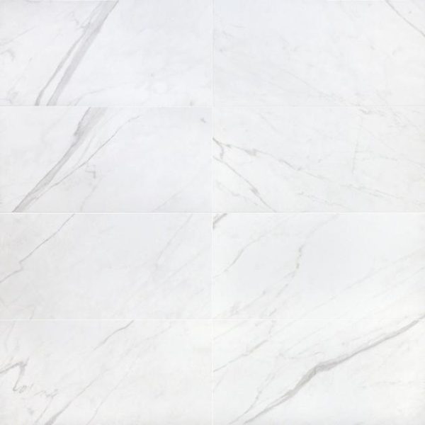 Shower | 1 sq. ft. Basic Marble Bianco White 12×24 Matte Porcelain Tile White Matte Bathroom Bathroom