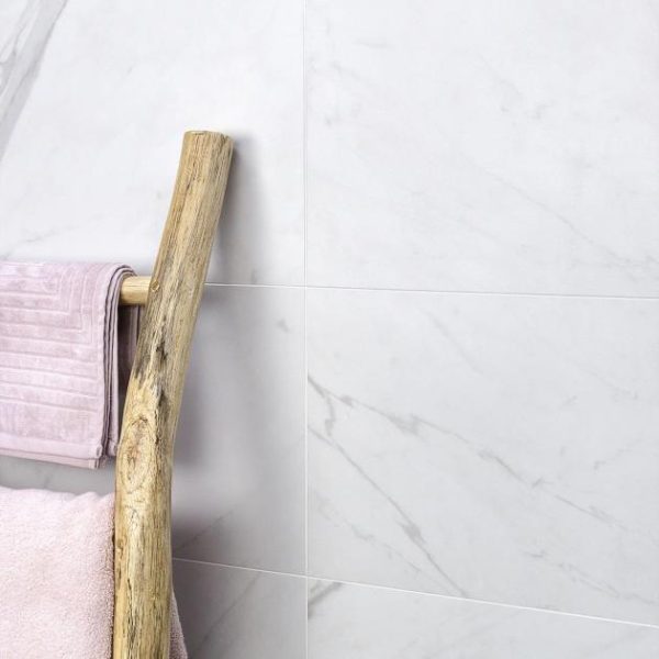 Shower | 1 sq. ft. Basic Marble Bianco White 12×24 Matte Porcelain Tile White Matte Bathroom Bathroom