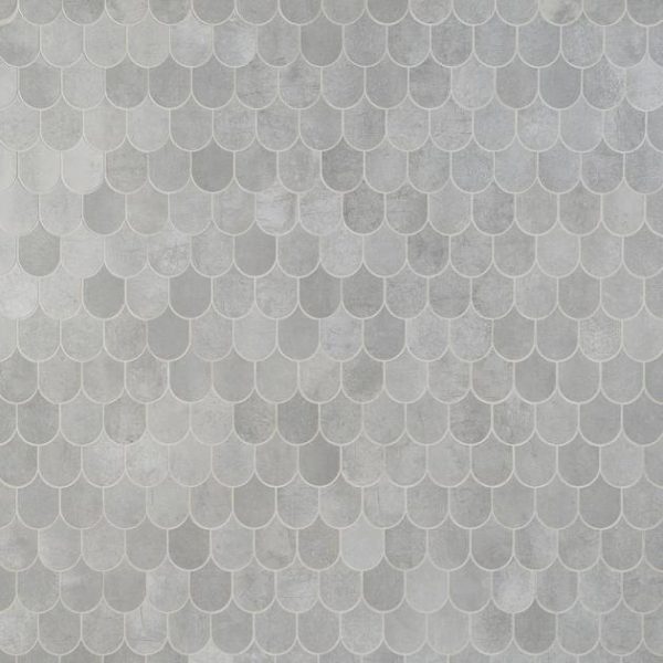 Shower | 1 sq. ft. Bond Excalibur Medium Gray Fishscale Plume Matte Porcelain Mosaic Tile Excalibur Bathroom Bathroom