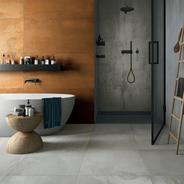 Shower | 1 sq. ft. Bond Nimbus Silver 12×24 Matte Porcelain Tile Nimbus Bathroom Bathroom