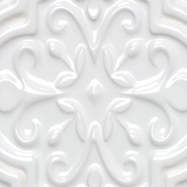 Shower | 1 sq. ft. Byzantine Florid Bianco White 6×7 Arabesque Polished Ceramic Wall Tile Bianco Florid Arabesque Backsplash & Kitchen Backsplash & Kitchen