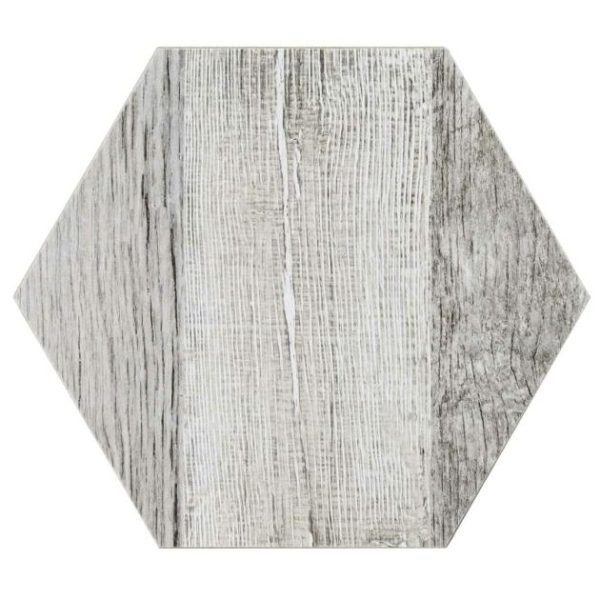 Shower | 1 sq. ft. Caribou Silver Esagona 8″ Hexagon Matte Porcelain Wood Look Tile Silver Bathroom Bathroom