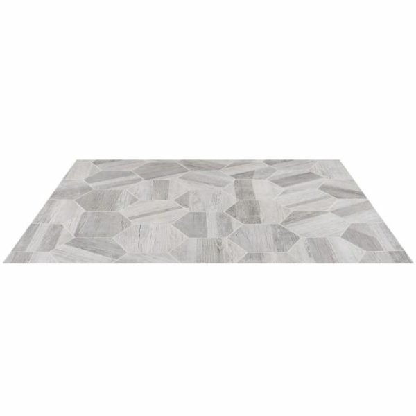 Shower | 1 sq. ft. Caribou Silver Esagona 8″ Hexagon Matte Porcelain Wood Look Tile Silver Bathroom Bathroom