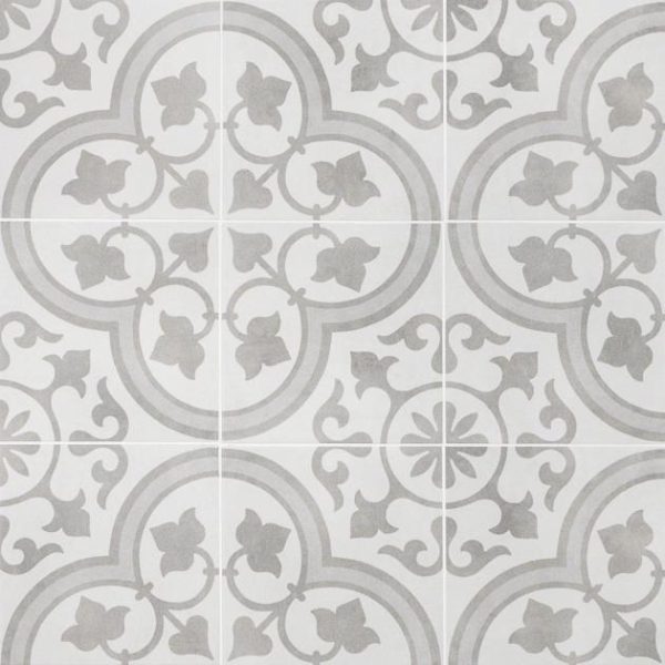 Shower | 1 sq. ft. Cascais Silver Ornate 9×9 Matte Porcelain Tile Silver Ornate Bathroom Bathroom