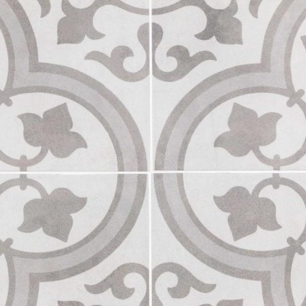 Shower | 1 sq. ft. Cascais Silver Ornate 9×9 Matte Porcelain Tile Silver Ornate Bathroom Bathroom