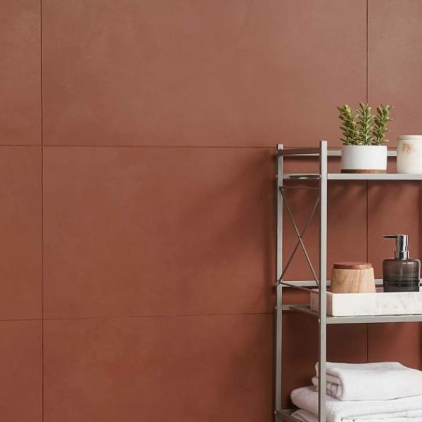 Shower | 1 sq. ft. Clay Grace Red 16×32 Tile Matte Porcelain Tile Red Bathroom Bathroom