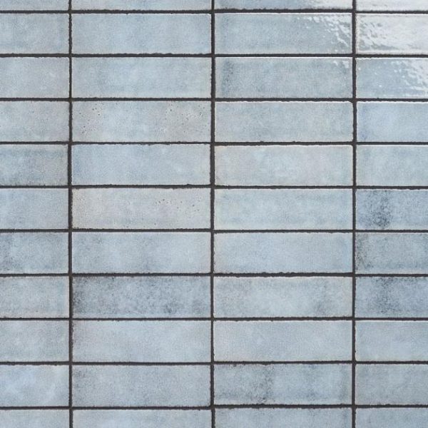 Shower | 1 sq. ft. Color One Arctic Blue 2×8 Glossy Lava Stone Tile Arctic Blue Backsplash & Kitchen Arctic Blue