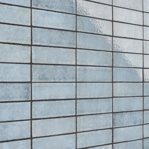 Shower | 1 sq. ft. Color One Arctic Blue 2×8 Glossy Lava Stone Tile Arctic Blue Backsplash & Kitchen Arctic Blue