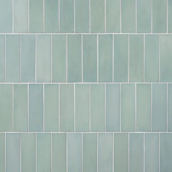 Shower | 1 sq. ft. Color One Robin Egg Blue 2×8 Matte Cement Tile Egg Blue Backsplash & Kitchen Backsplash & Kitchen