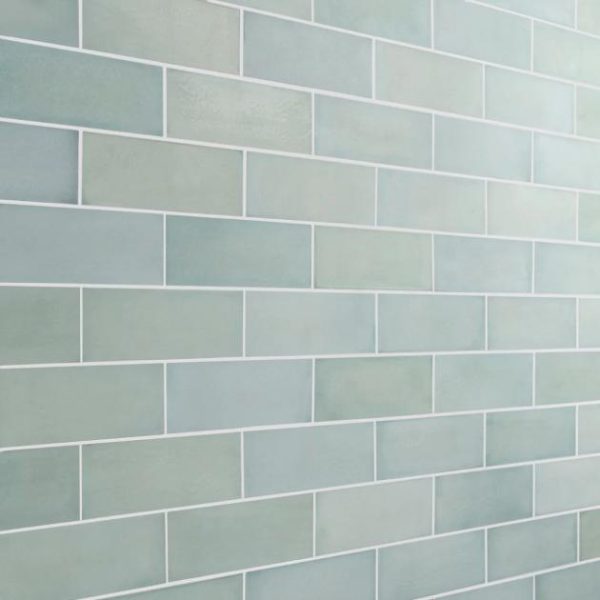 Shower | 1 sq. ft. Color One Robin Egg Blue 2×8 Matte Cement Tile Egg Blue Backsplash & Kitchen Backsplash & Kitchen