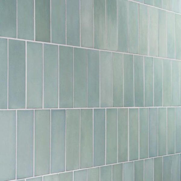 Shower | 1 sq. ft. Color One Robin Egg Blue 2×8 Matte Cement Tile Egg Blue Backsplash & Kitchen Backsplash & Kitchen